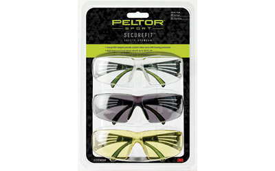3M Peltor Sport SecureFit 400 Shooting Glasses Multiple Colors 3/ct