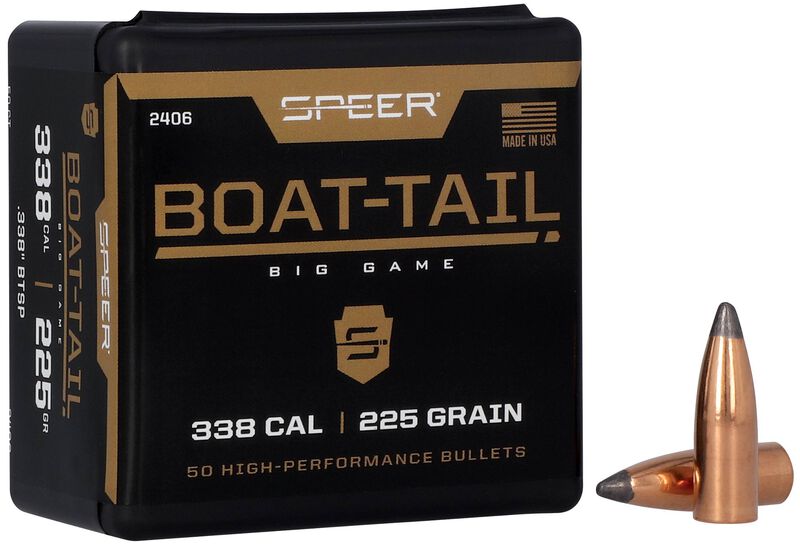 Speer Boat Tail Rifle Bullets .338 cal .338" 225 gr SBTSP 50/ct