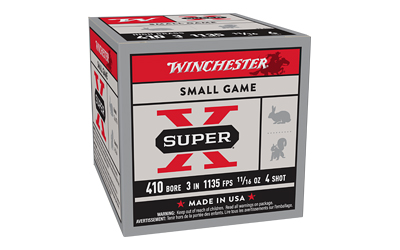Winchester Super-X High-Brass Shotshells .410 ga 3" MAX 11/16 oz 1135 fps #4 25/ct