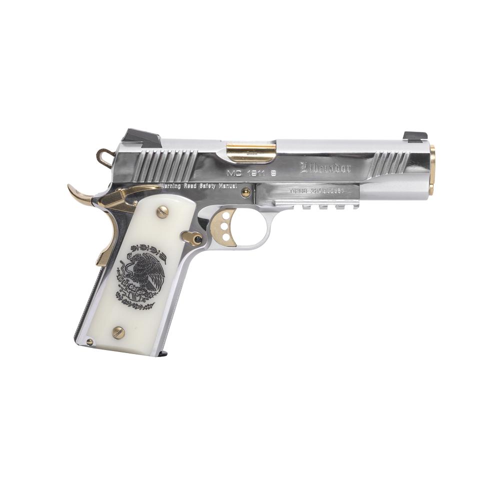 EAA - European American Armory Corp Girsan MC1911 Liberador Handgun .38 Super 9rd Magazine 5" Barrel Stainless Steel Mexican Coat of Arms