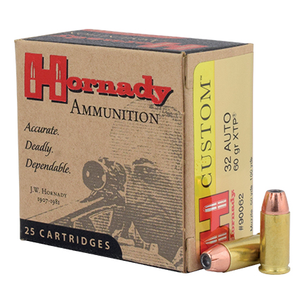 Hornady Custom Handgun Ammunition .32 ACP 60 gr XTP 1000 fps 25/ct