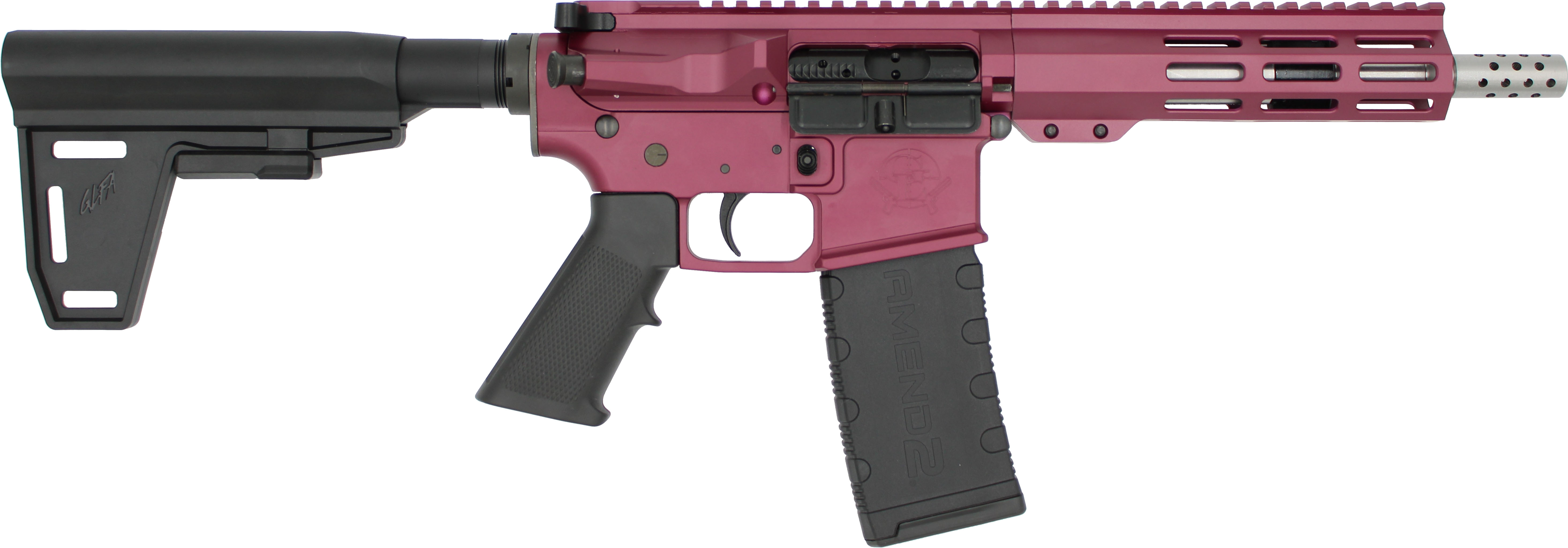 10 Ring GLFA 223 Wylde Braced Pistol .223 Wylde 30rd Magazine 7.5" Stainless Steel Barrel Black Cherry Finish