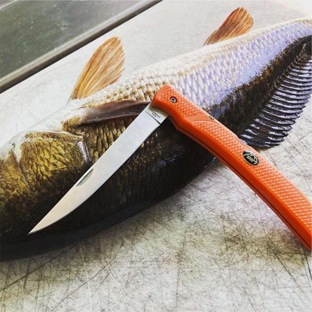 Outdoor Edge FieldBone Folding Knife 5" Boning Blade Orange