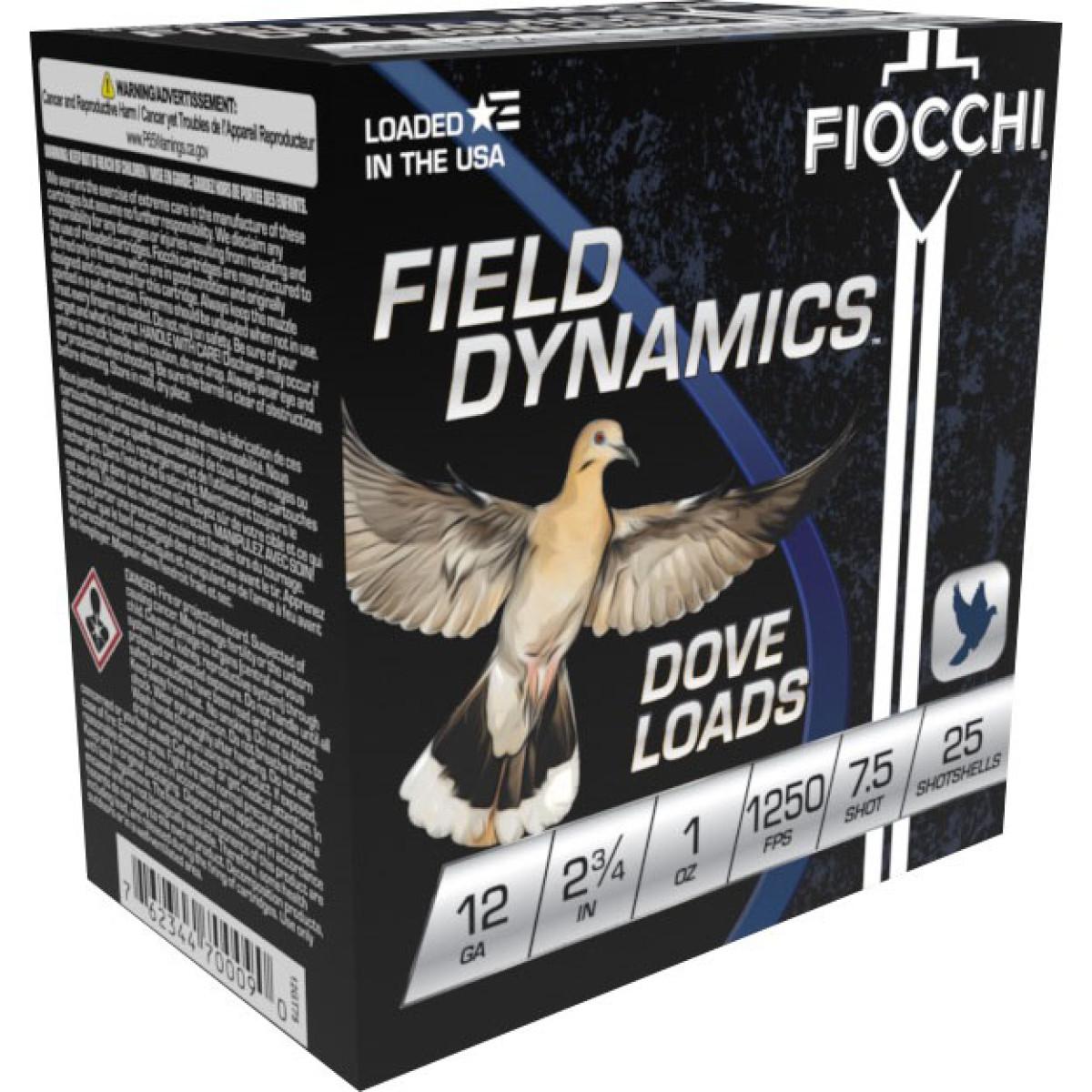 Fiocchi Lead Dove & Quail Shotshells 12 ga 2 3/4" 1 oz #7.5 1250 fps 25/ct