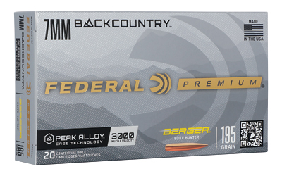 Federal Berger Elite Hunter Rifle Ammunition 7mm Backcountry 195gr HPBT 3000 fps 20/ct