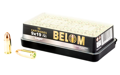 Global Ordnance Belom Handgun Ammunition 9mm 124gr FMJ 1115 fps 50/ct