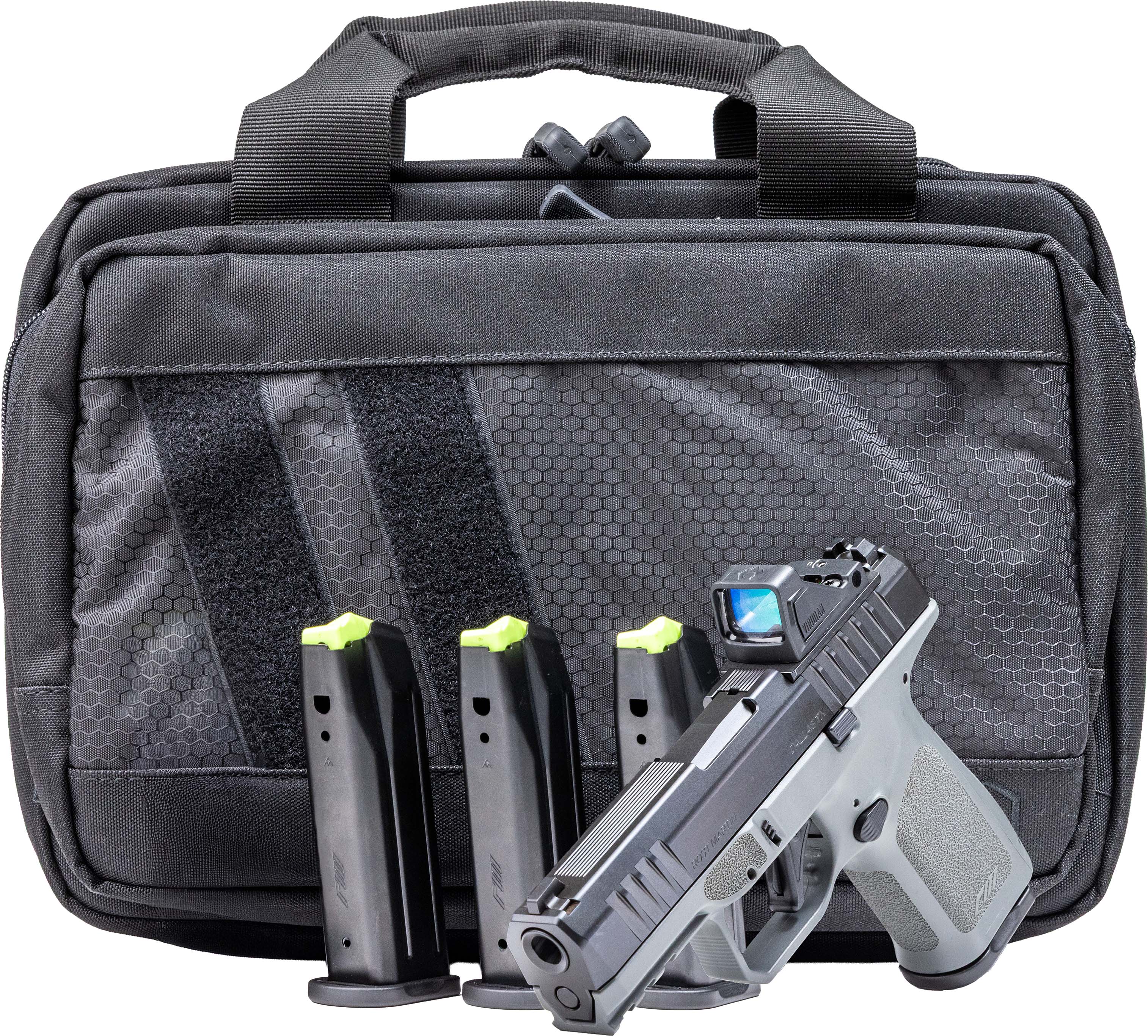 Rost Martin RM1C Handgun Bundle 9mm Luger 10rd (4) Magazines 4" Barrel Gray Viridian Red Dot Pistol Case CA Compliant