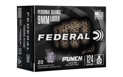 Federal Personal Defense Punch Handgun Ammunition 9mm Luger 124 gr 1150 fps JHP 20/ct