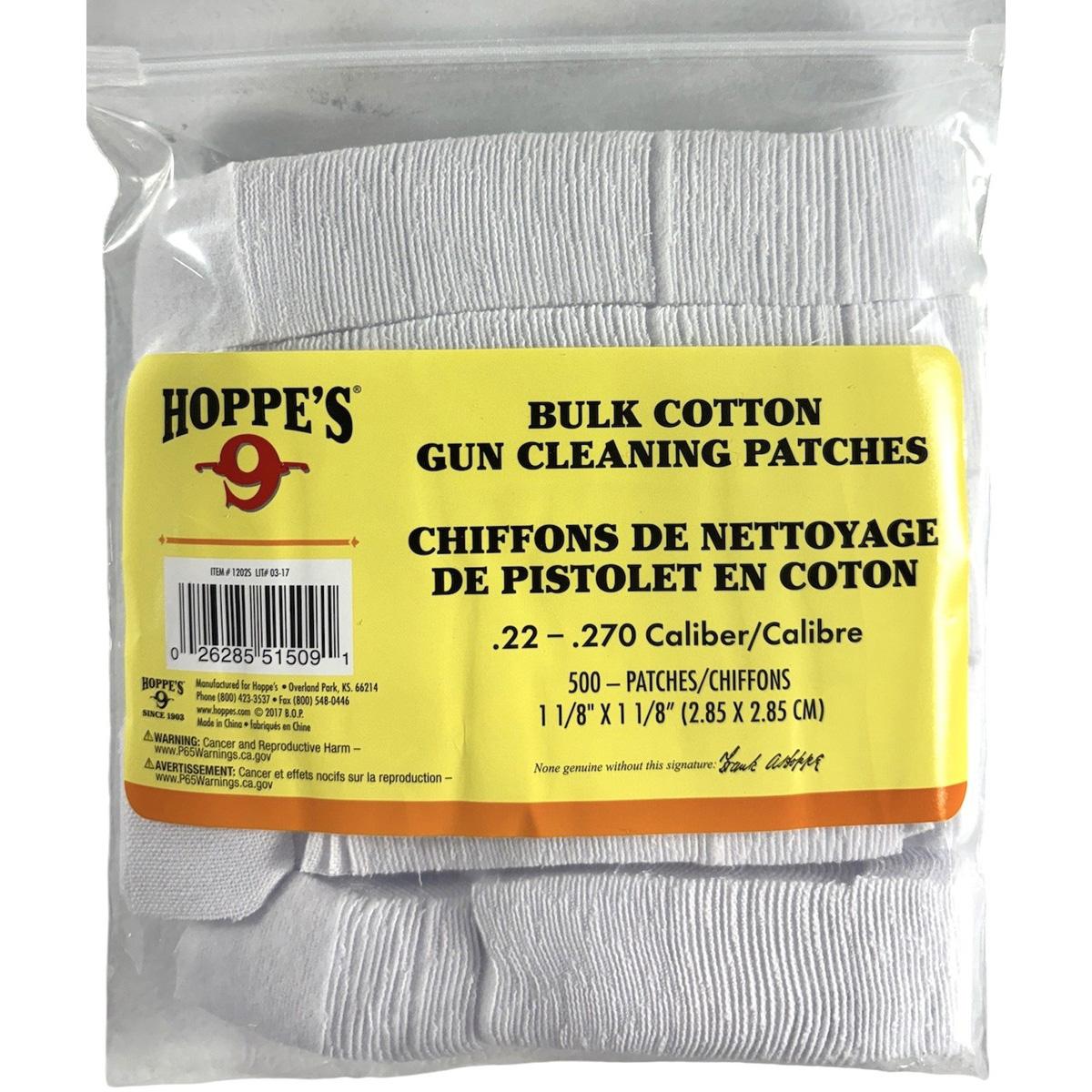Hoppes .22-.270 Cal Gun Cleaning Patches 1-1/8" 500/ct
