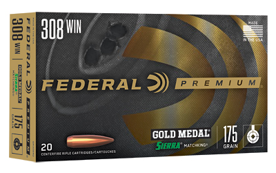 Federal Premium Gold Medal Sierra MatchKing Rifle Ammunition .308 Win 175 gr BTHP 2600 fps - 20/ct