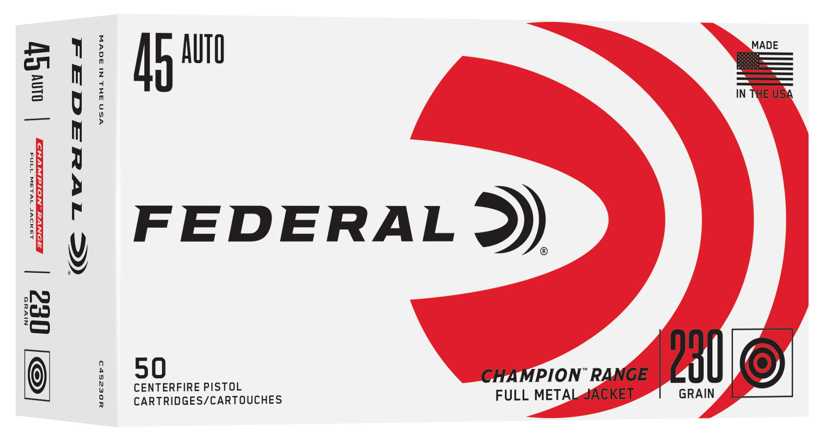 Federal Ammunition FDR 45AP 230GR RANGE FMJ 50RD 10BX/CS 152CS/PL