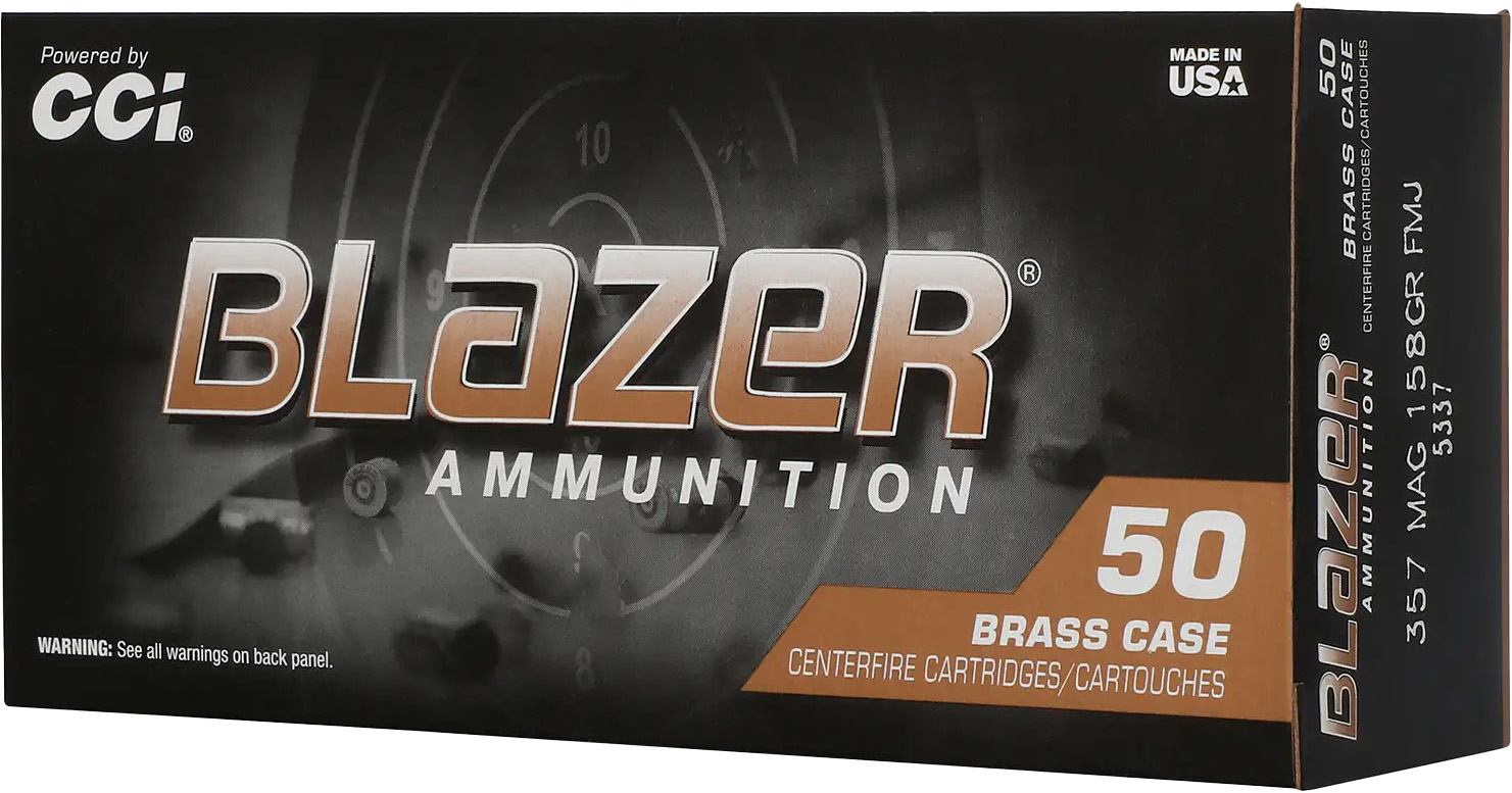 CCI Blazer Brass Handgun Ammunition .357 Mag 158gr FMJ 1250 fps 50/ct