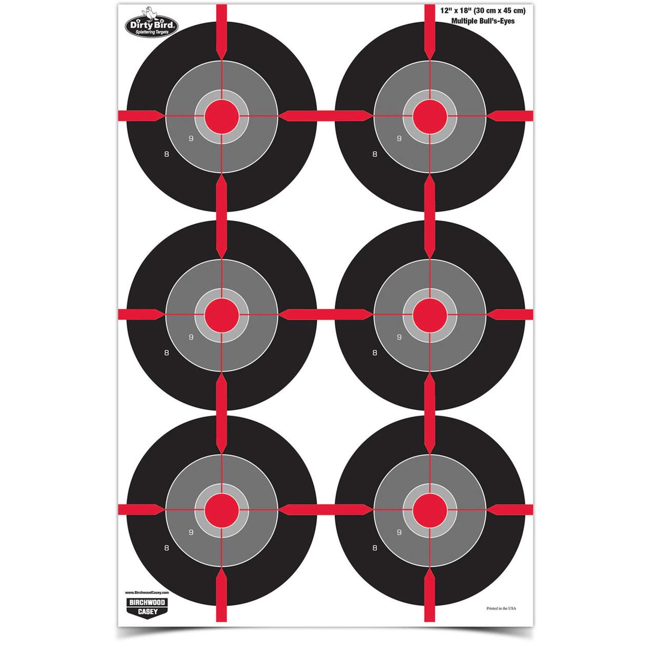 Birchwood Casey Dirty Bird 12"x18" Splatter Target Multiple Bull's Eye 100/ct