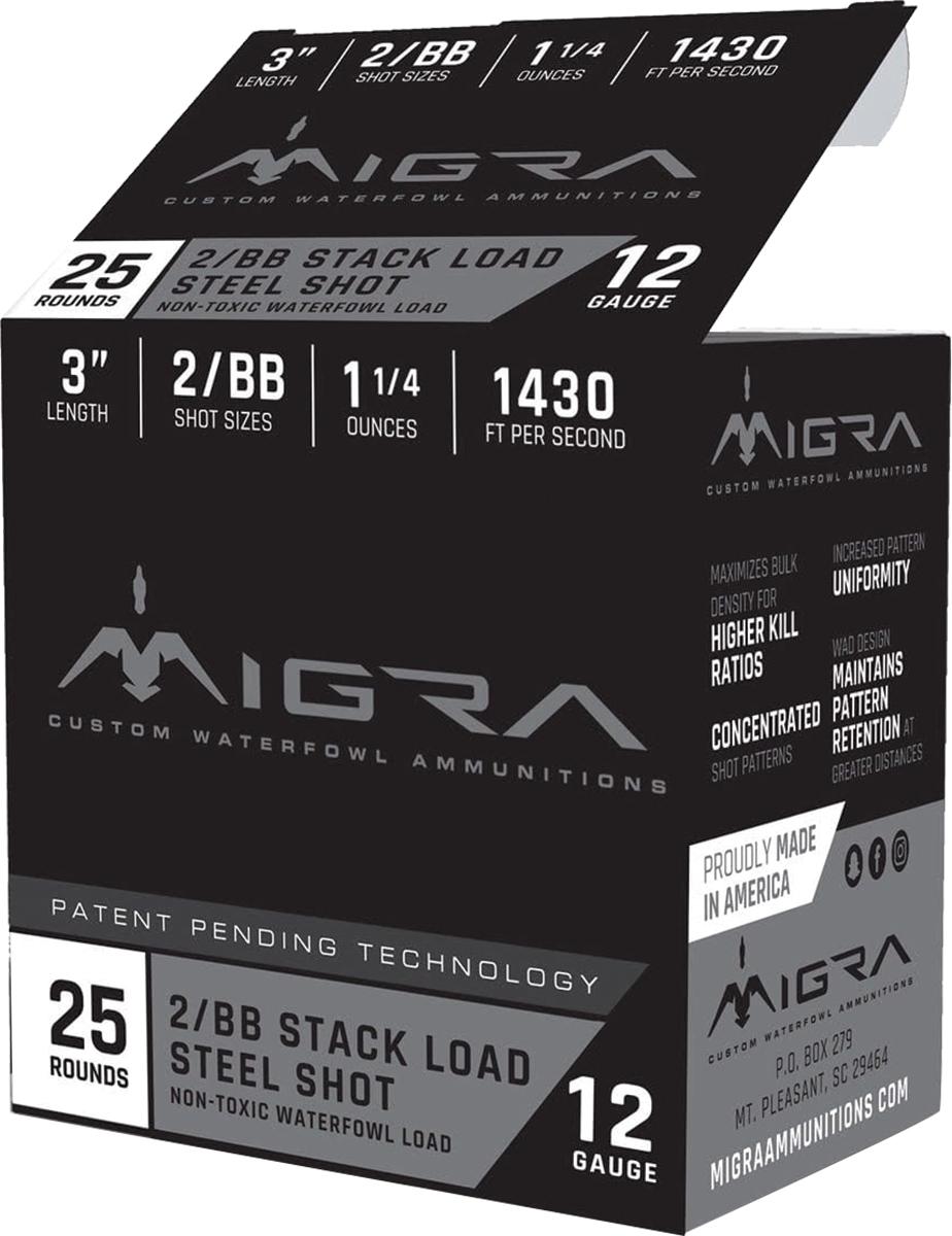 Migra Waterfowl Steel Shot Shotshell 12 ga 3" 1-1/4 oz 1430 fps #2-BB 25/ct