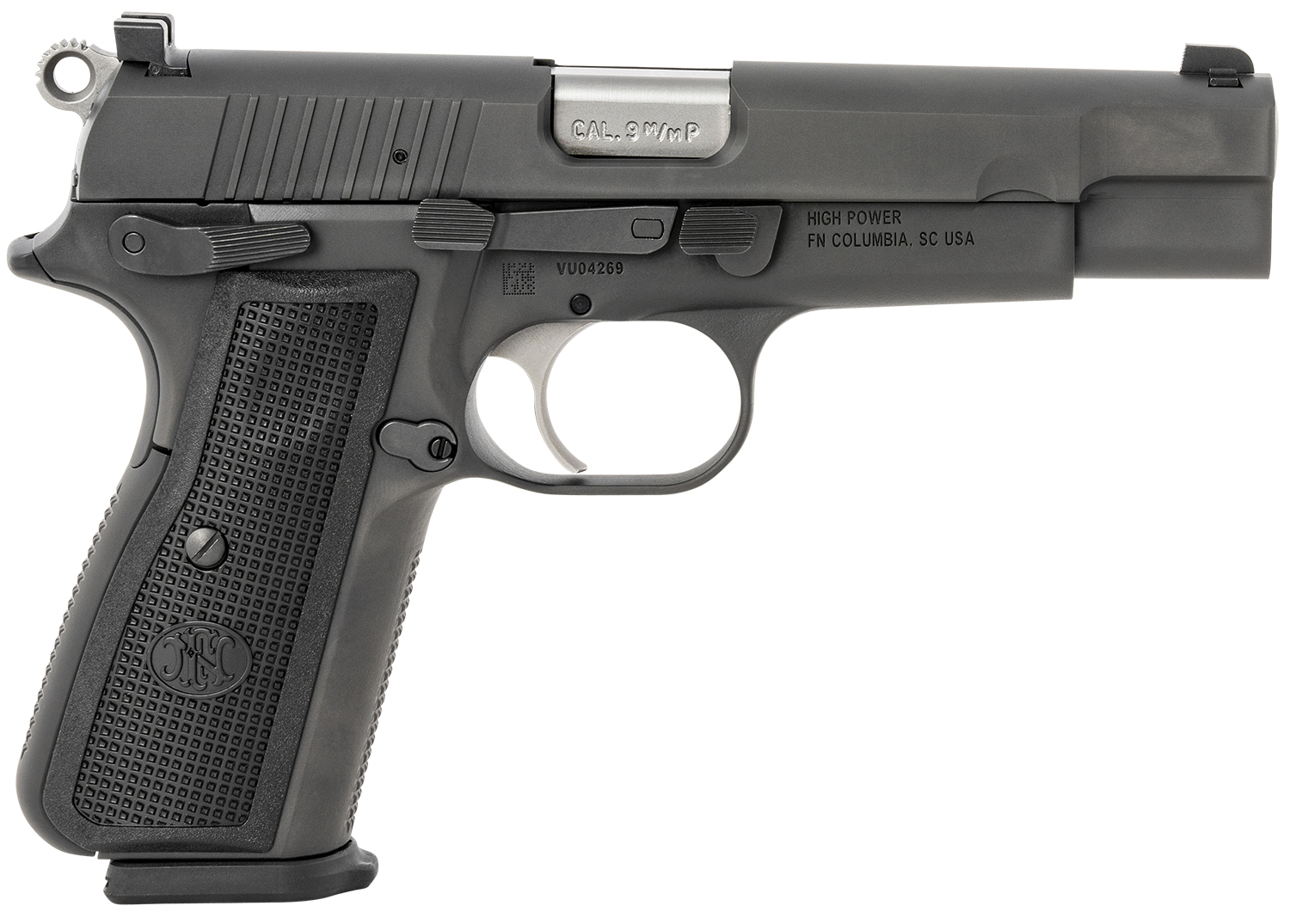 FN High Power Handgun 9mm Luger 17rd Magazines(2) 4.7" Barrel Black Slide/Frame