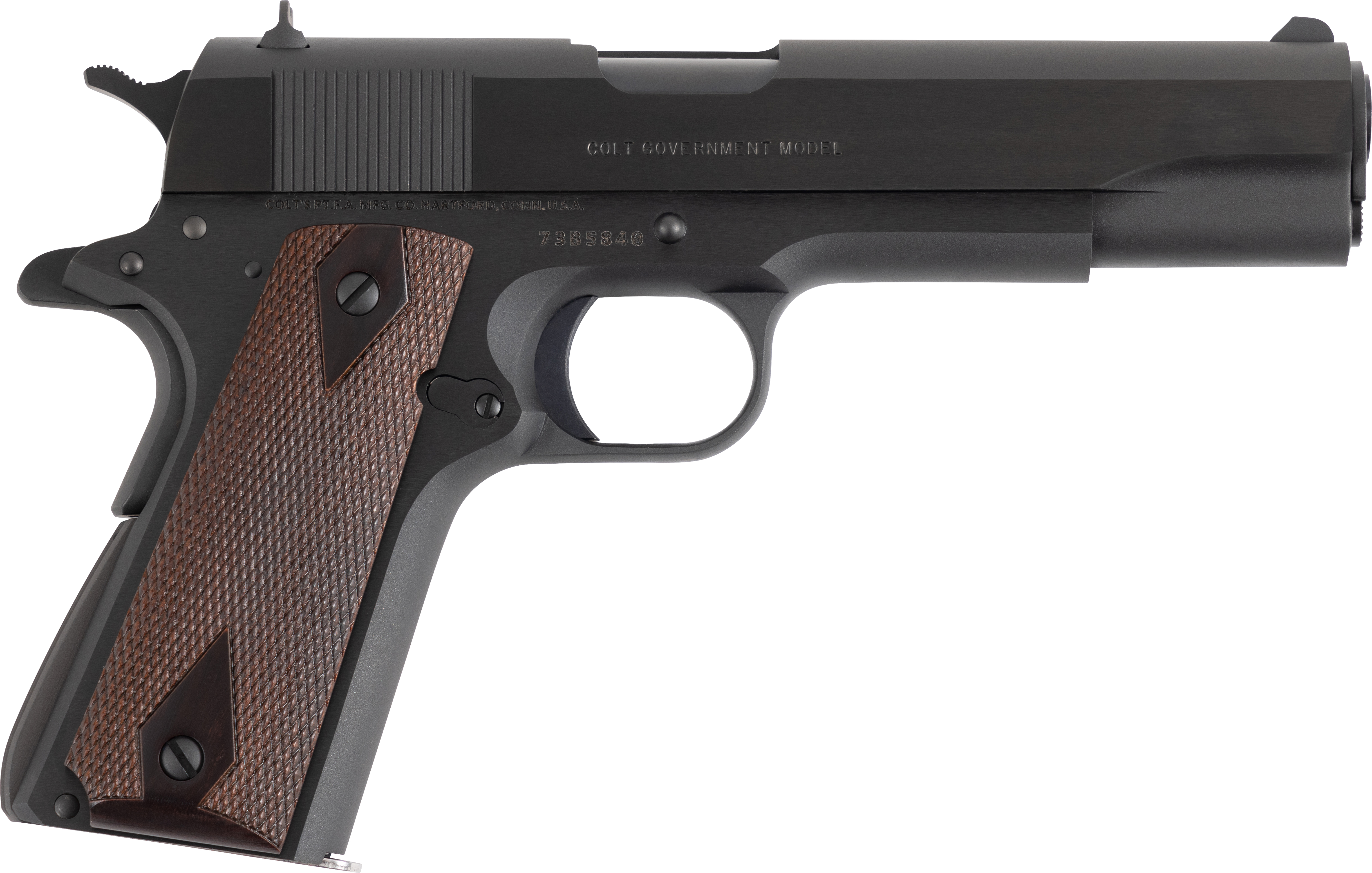 Colt Government Model Handgun .45 Auto 7rd Magazine 5" Barrel Blued Finish Fixed Sights