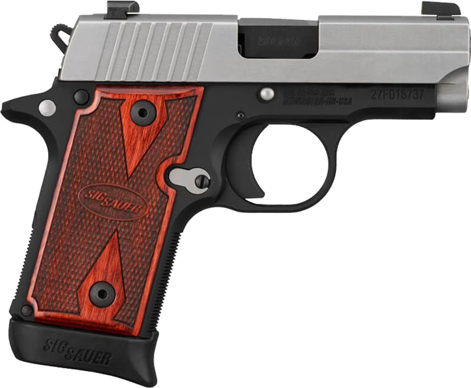 Sig Sauer P238 Handgun .380 Auto 6rd(1) & 7rd(1) Magazines 2.7" Barrel Two Tone Finish Manual Safety