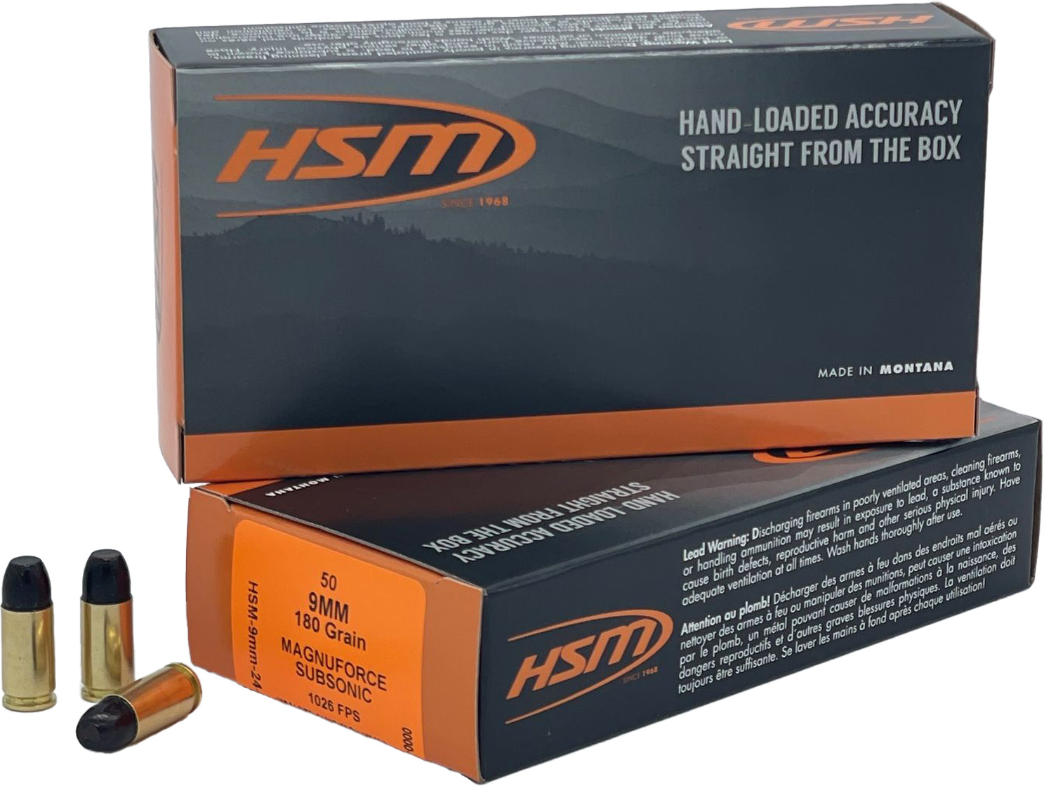 HSM 9MM 180GR SUB LFN 50RD 10BX/CS