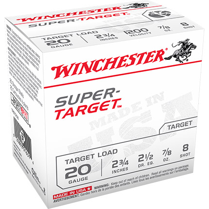 Winchester Super-Target Shotshells 20 ga 2-3/4" 7/8 oz 1200 fps #8 25/ct