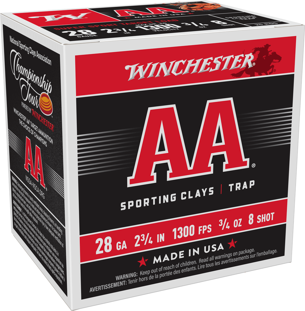 Winchester AA Super Sport Sporting Clays Shotshells 28 ga 2-3/4" 3/4 oz 1300 fps #8 25/ct