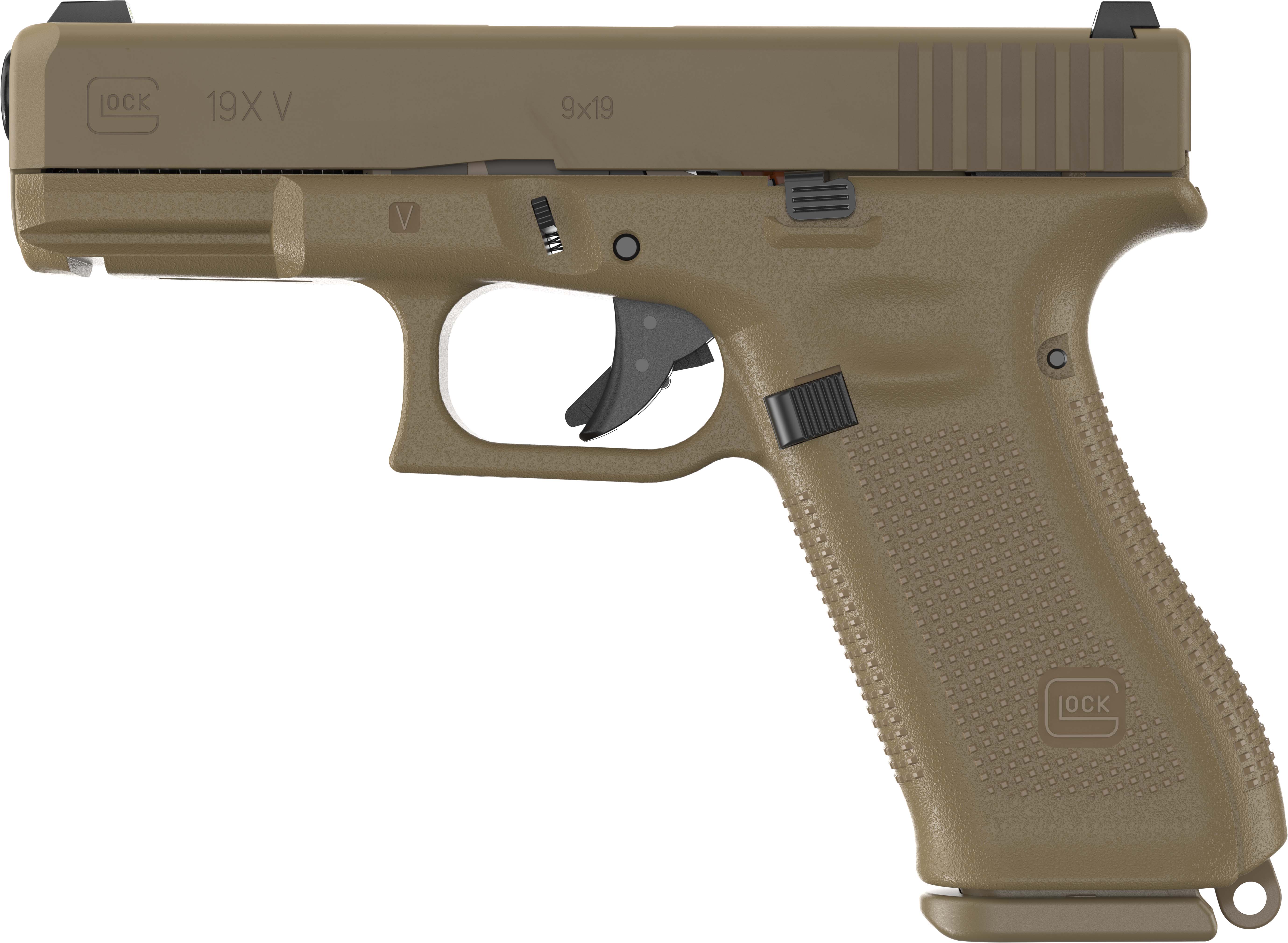 Glock V-Series Model 19x Handgun 9mm Luger 10rd Magazines (3) 4.02" Barrel FDE US Made