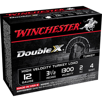 Winchester Double X Turkey Load Shotshells 12 ga 3 1/2" MAX 2 oz #4 1300 fps 10/ct