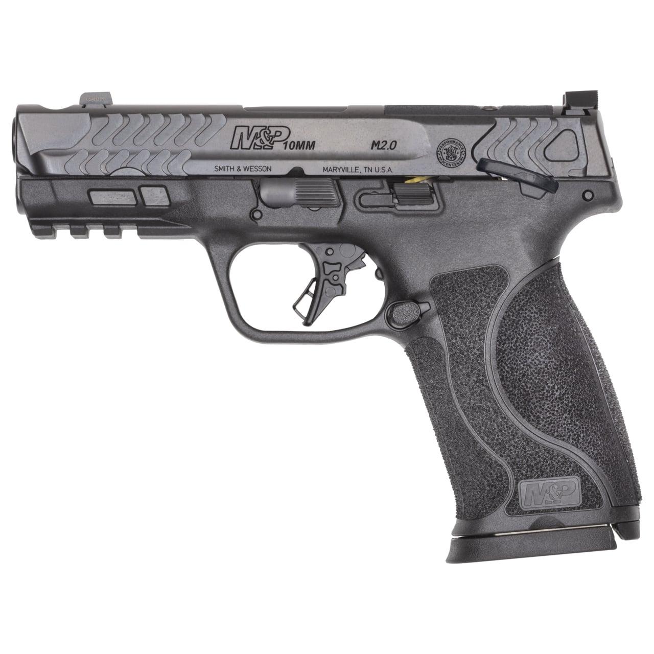 Smith & Wesson Inc. S&W PC M&P 10mm M2.0 Carry Comp Handgun 10mm Auto 10rd Magazines(2) 4" Barrel OR Thumb Safety Black Compliant