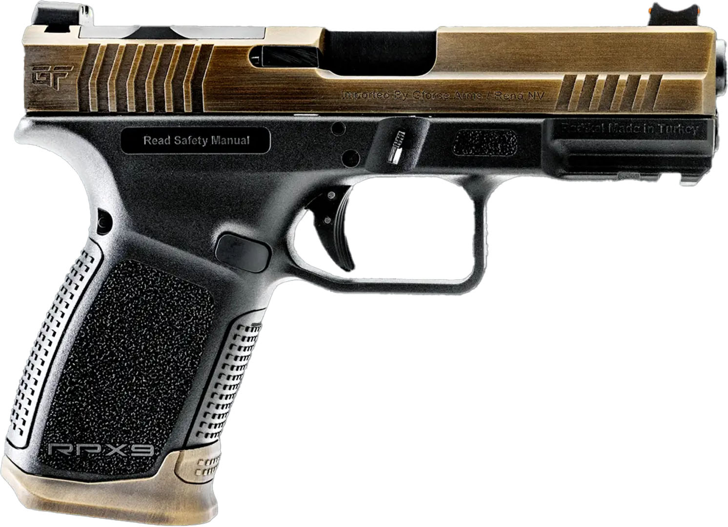 GForce Arms GFA RPX9 EXO TAC 9MM 15R BB WIN CUT WORN BRONZE SLIDE OR