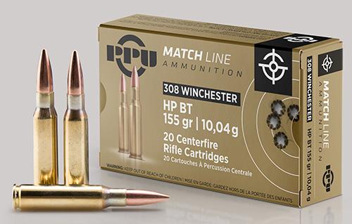 TRZ Trading Inc. PPU Match Rifle Ammunition .308 WIN. 155 gr HPBT 2610 fps 20/ct