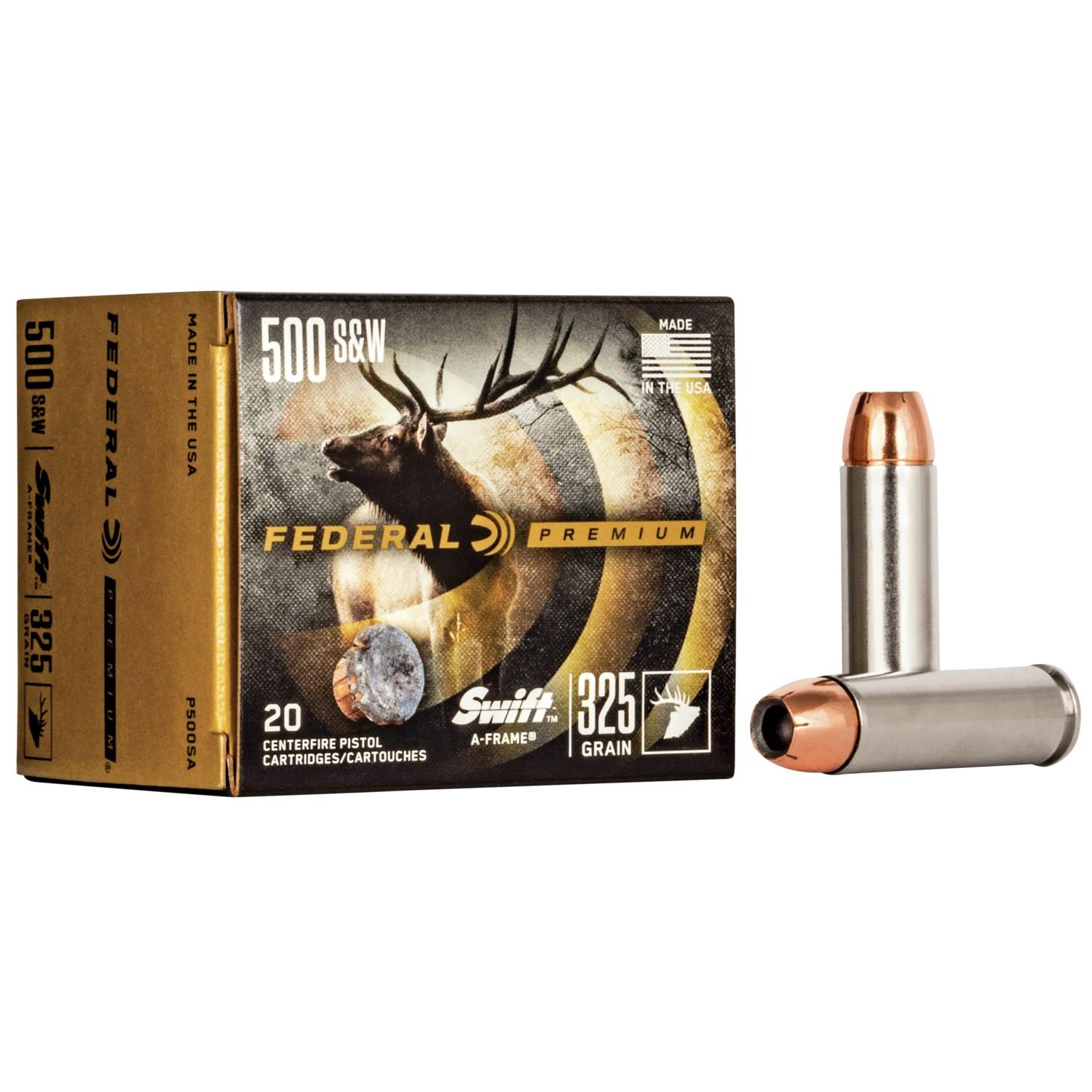 Federal Premium Swift A-Frame Handgun Ammunition .500 S&W 325 gr JHP 1800 fps 20/ct
