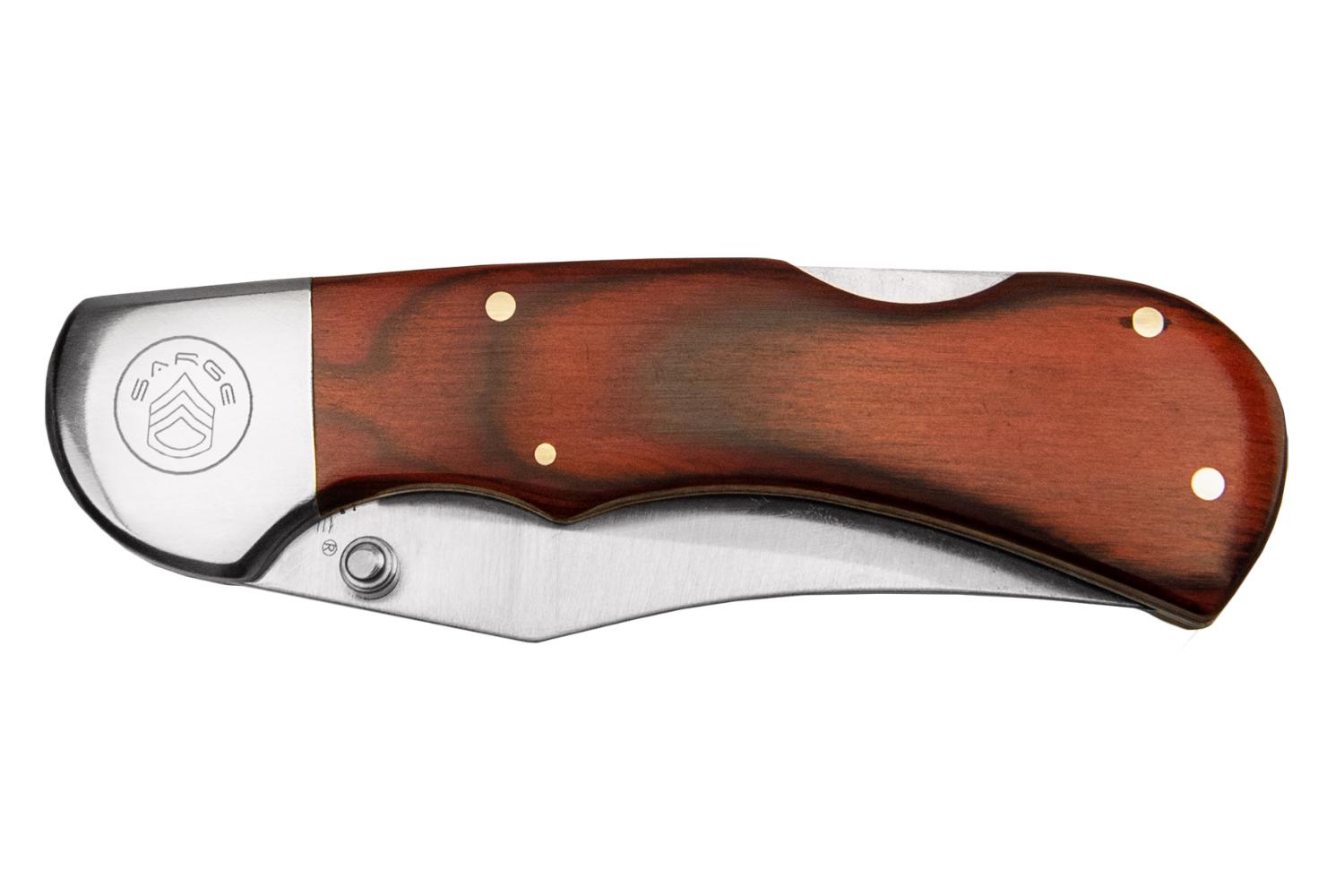 Sarge Knives Gambler Lock Back Folding Knife 2-3/4" Clip Point Blade Wood
