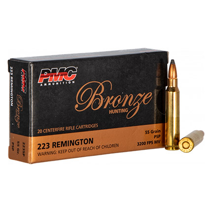 PMC Bronze Hunting Rifle Ammunition .223 Rem 55 gr SP 3200 fps 20/ct