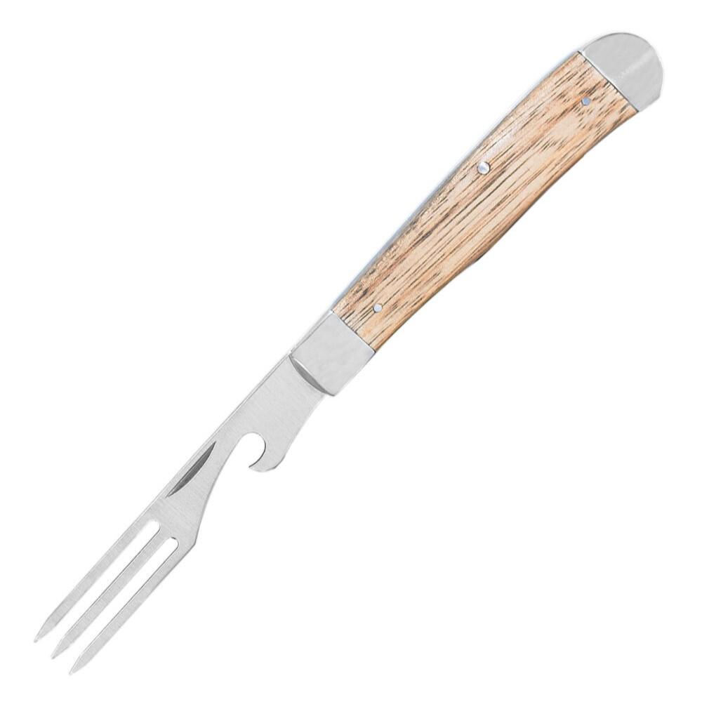 Rock Ridge Outdoors ABKT Cattleman Chuckwagon Trapper Knife 3-1/4" Blade with Fork Blade Zebrawood