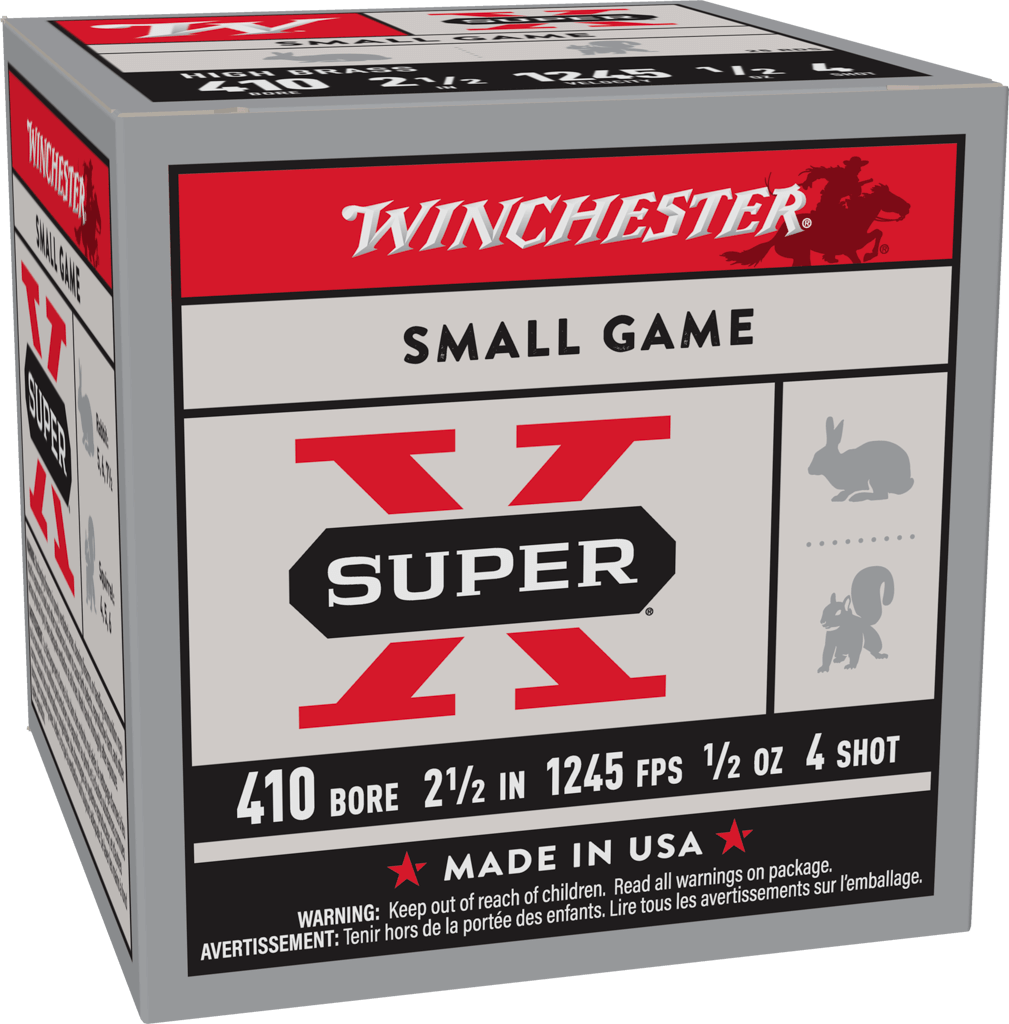 Winchester Super-X High-Brass Shotshells .410 ga 2-1/2" 1/2 oz 1245 fps #4 25/ct