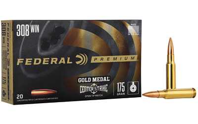 Federal Gold Medal CenterStrike Rifle Ammunition .308 Win 175gr OTM 2600 fps 20/ct