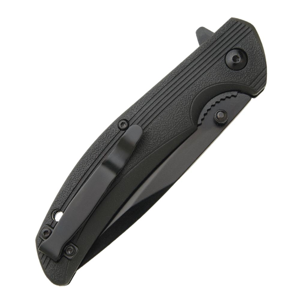 Bear & Son Sideliner Folding Knife 3-3/4" Drop Point Blade Black Zytel with Flipper