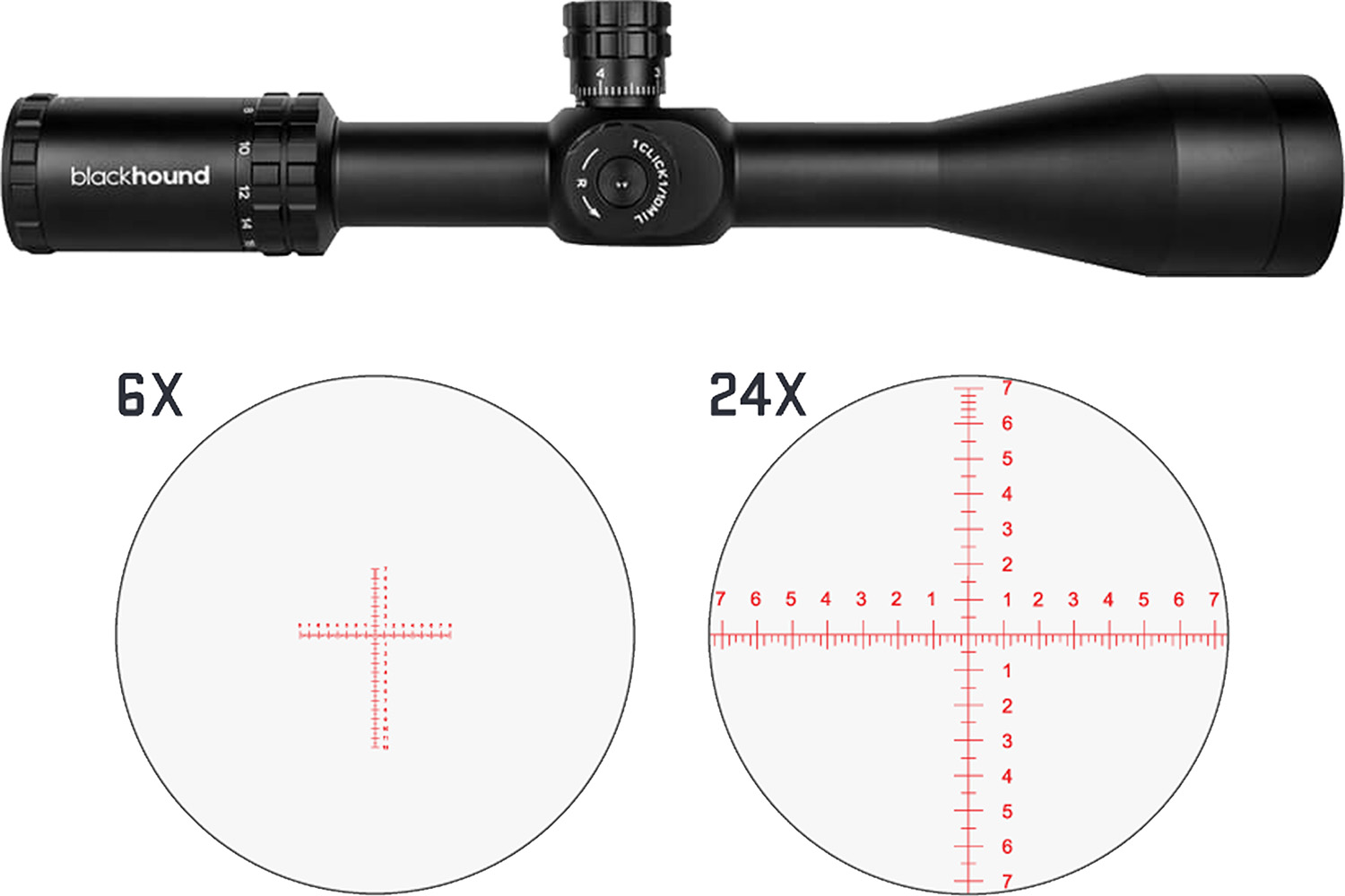 Blackhound Optics BKH SCP GNESIS 6-24X50 30M FFP MIL ALPHA ILUM RET