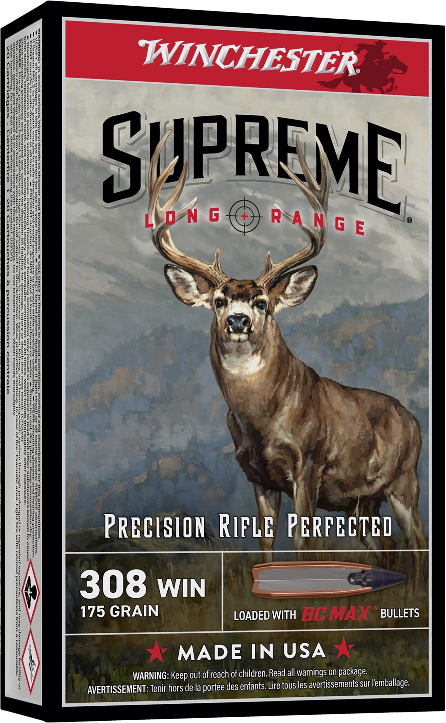 Winchester Supreme Long Range Rifle Ammunition .308 Win 175gr PT 2780 fps 20/ct
