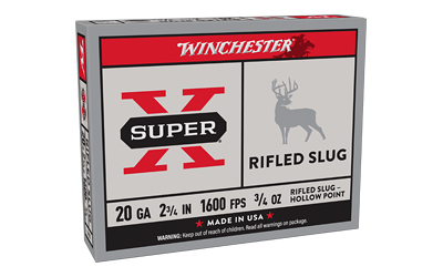 Winchester Super-X Rifled Slug Shotshells 20 ga 2-3/4" 3/4 oz 1600 fps Slug 5/ct