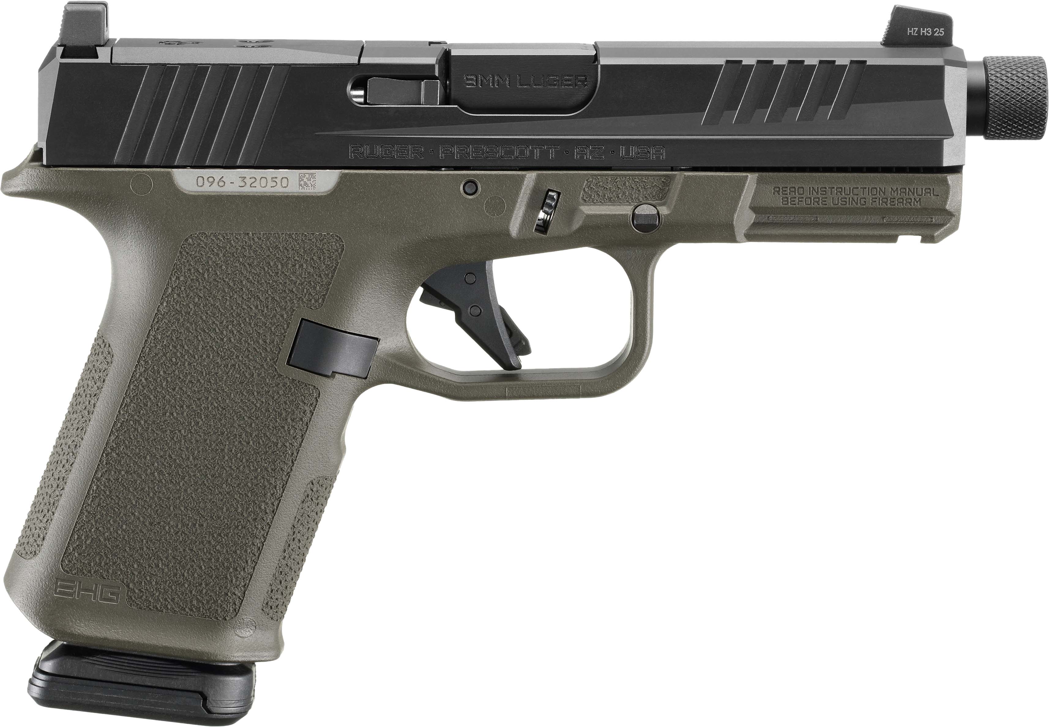 Sturm Ruger & Co Ruger RXM Handgun 9mm Luger 15rd Magazines(2) 4.5" Threaded Barrel ODG Poly Frame Front Night Sight