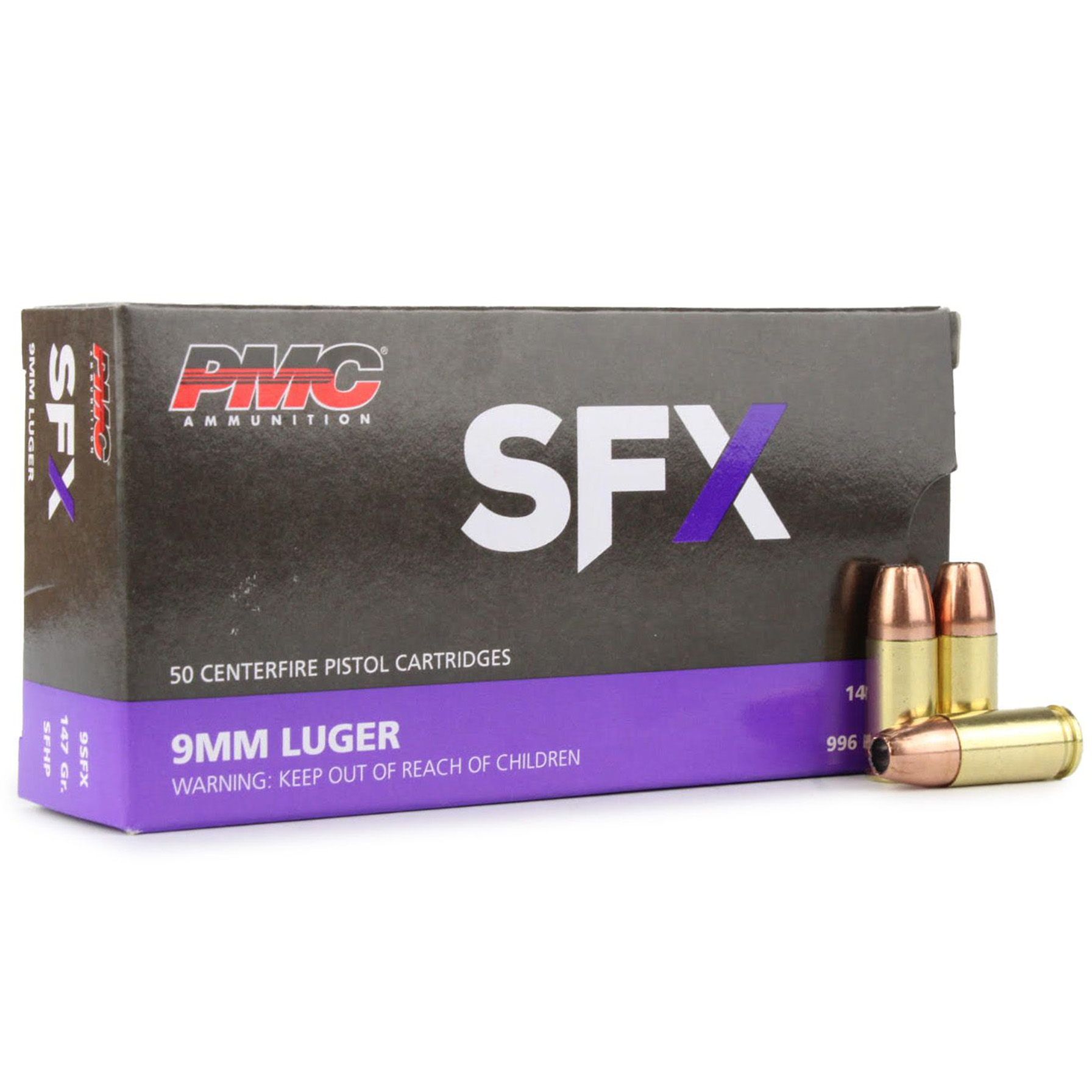 PMC SFX Handgun Ammunition 9mm Luger 147 gr. JHP 996 fps 50/ct