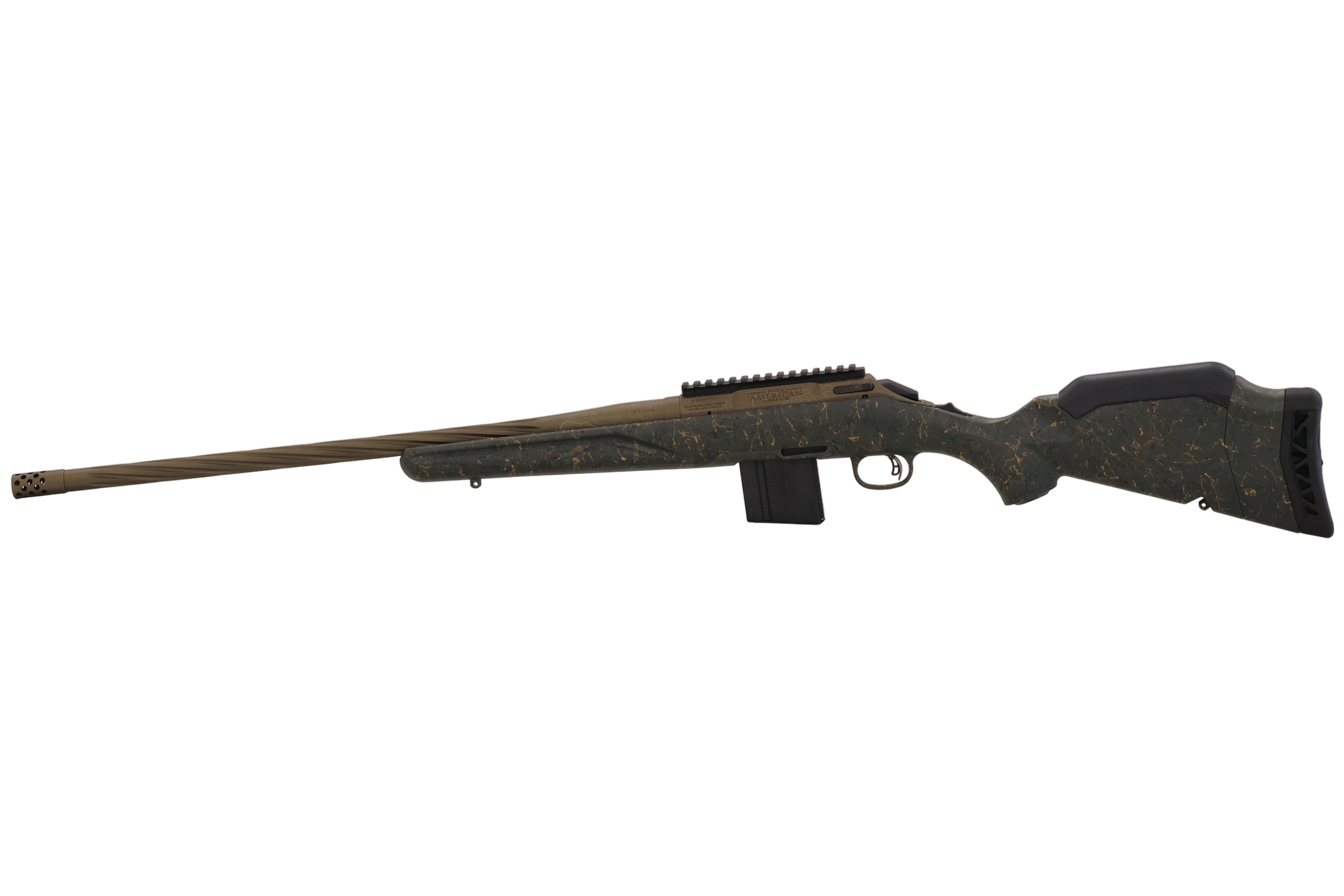 RUGER AMERICAN G2 PRED WILDERNESS TOPO RFL 6.5 GRENDEL 22" T.B. SPIRAL BBL, GRN SPLTR,BRNT BRNZ 10RD