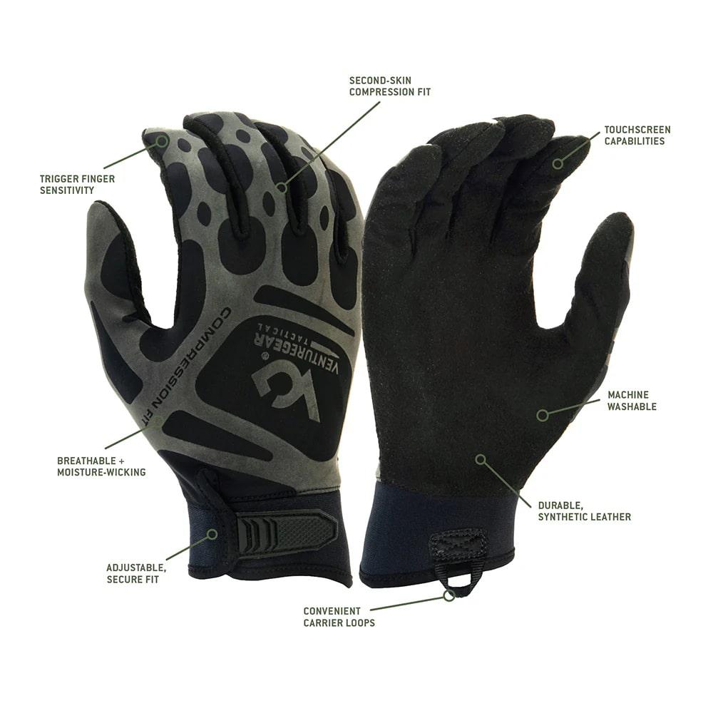 Pyramex Safety Venture Gear Tactical Compression Fit Training Gloves Black 2XL