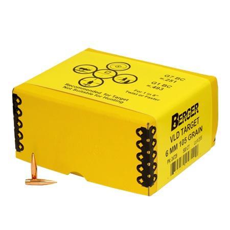 Berger VLD Target Bullets 6mm .243" 105 gr HPBT 500/ct