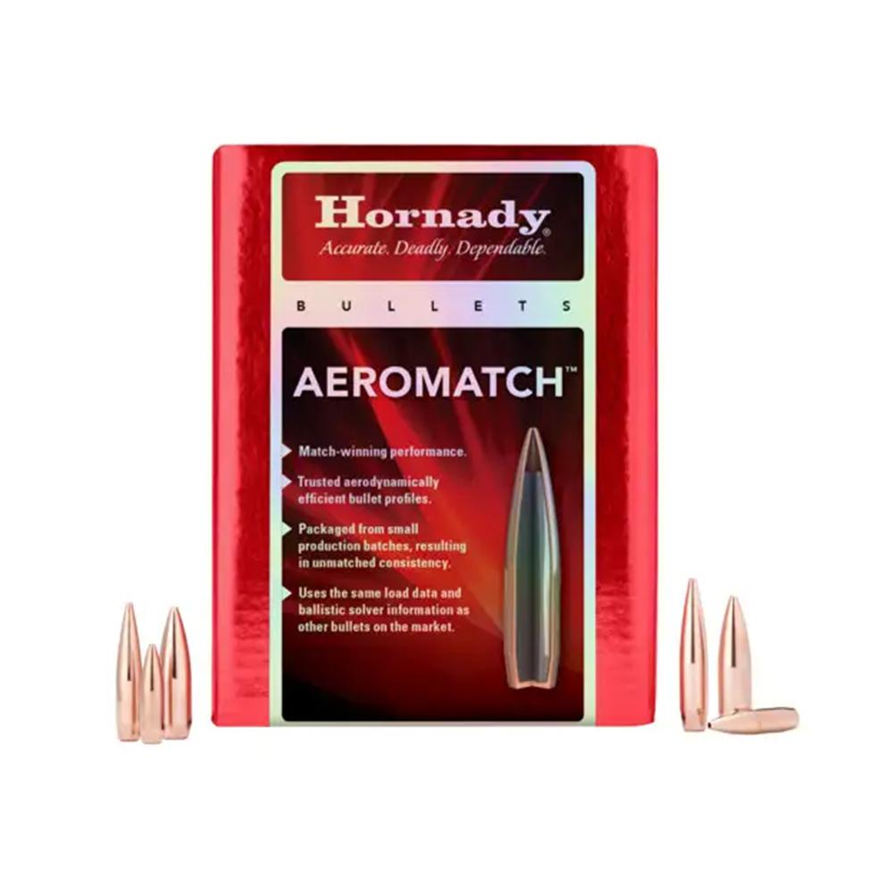 Hornady Aeromatch Rifle Bullets 22 CAL .224 69 GR HPBT (1-9") 100 RDS