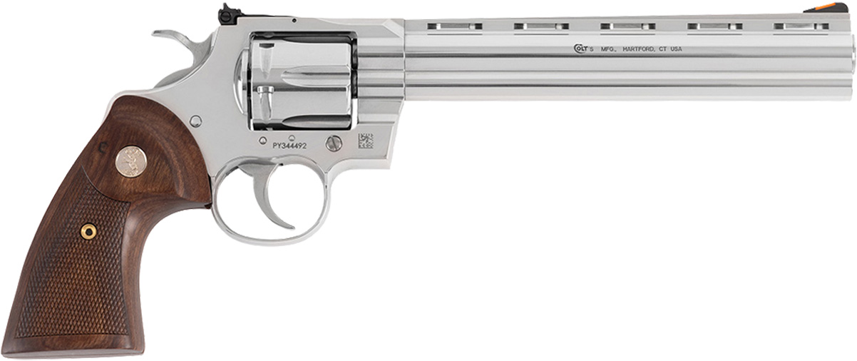 Colt Python Handgun .357 Mag 6rd Capacity 8" Barrel Stainless Finish Wood Grips