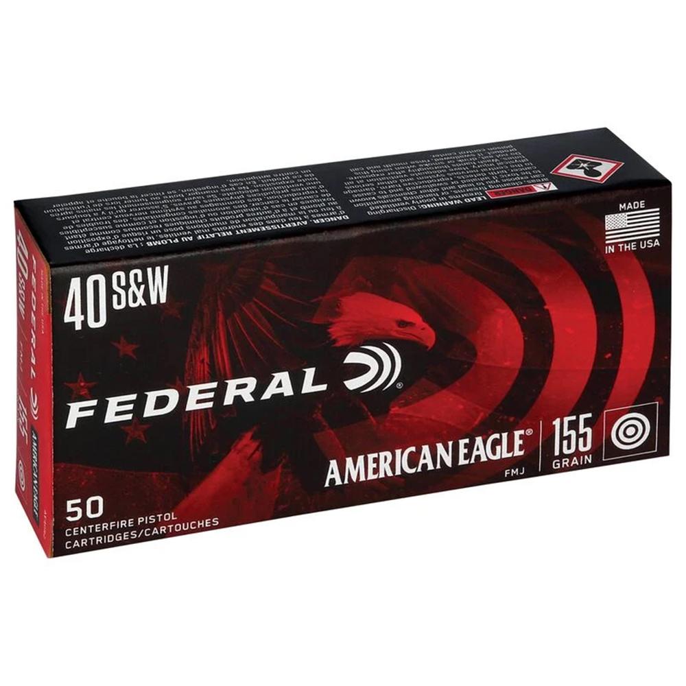 Federal American Eagle Handgun Ammunition .40 S&W 155 gr FMJ 1160 fps 1000/ct