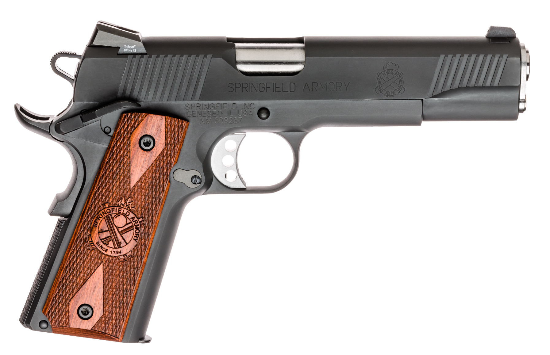 Springfield 1911 Parkerized Handgun .45 Auto 7rd Magazines(2) 5" Barrel Wood Grips CA Compliant