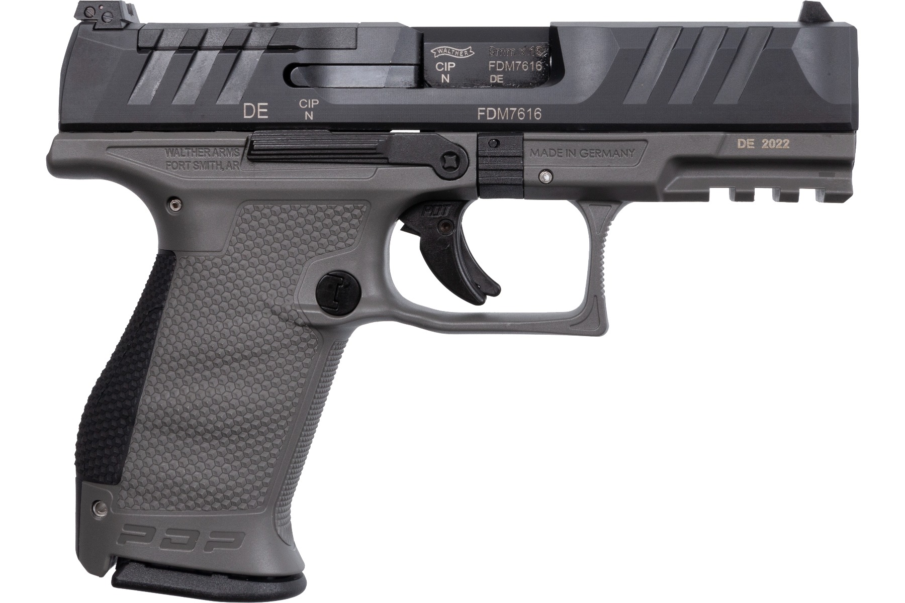 Walther Optic Ready PDP Compact Handgun 9mm Luger 15rd Magazine 4" Barrel Two-Tone Gray
