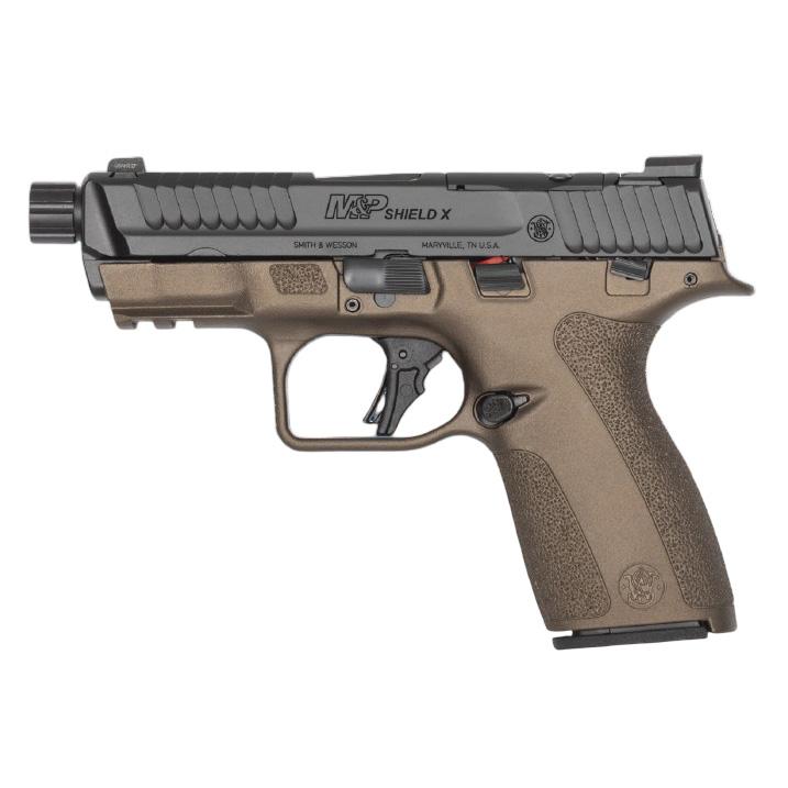 Smith & Wesson Inc. S&W Shield-X Midnight Bronze Handgun 9mm Luger 13(1)&15(1)rd Magazines 4.1" Threaded Barrel " Barrel Thumb Safety